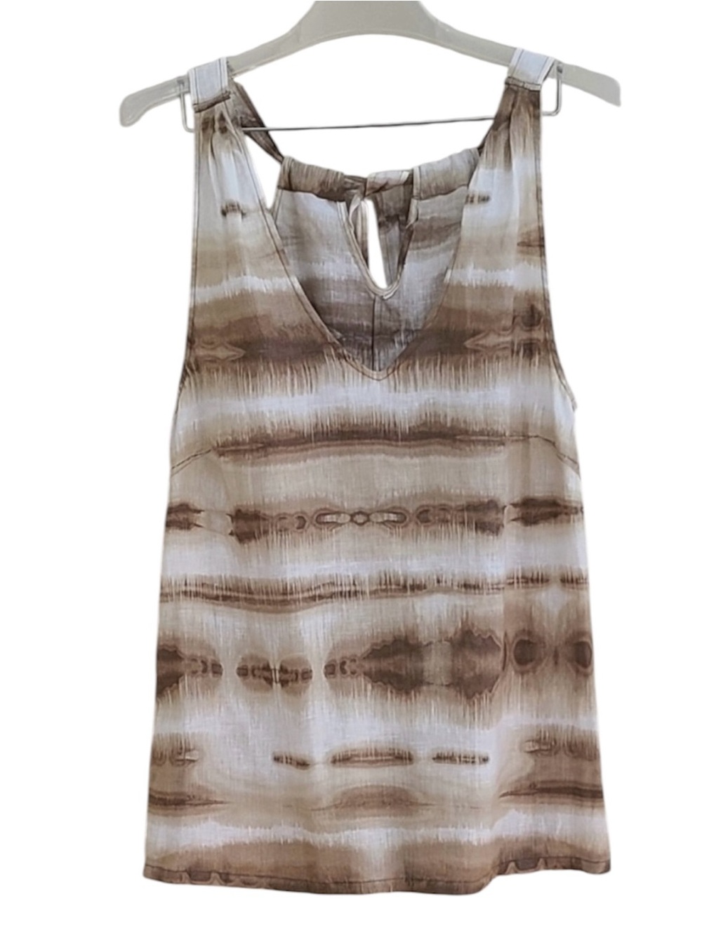 Tommy Bahama Resort 100% Linen Halter Top Tie Dye Brown and White Size M - Picture 2 of 8